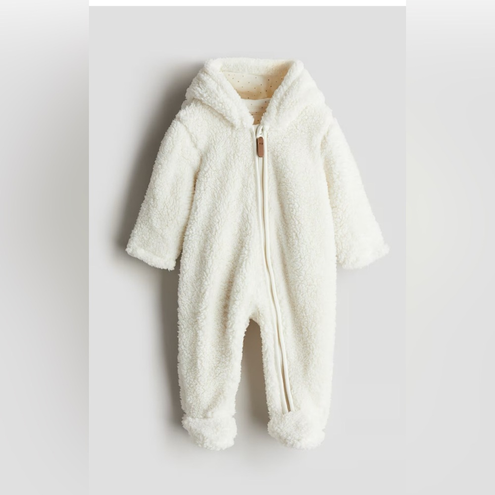H&M Pile Cozy White Sherpa Infant One Piece